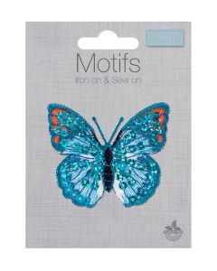 Iron-On Motif Patch - Blue Sequin Butterfly