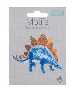 Iron-On Motif Patch - Blue Stegosaurus