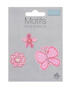 Iron-On Motif Patch - Butterfly & Flowers