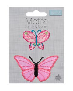 Iron-On Motif Patch - Pink Butterflies