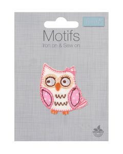 Iron-On Motif Patch - Pink Owl
