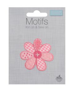 Iron-On Motif Patch - Pink Patchwork Flower