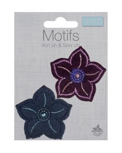 Iron-On Motif Patch - Sequinned Flowers