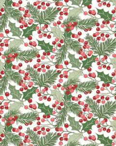 Liberty Lasenby Cotton Fabric - A Woodland Christmas - Winterberry Holly A