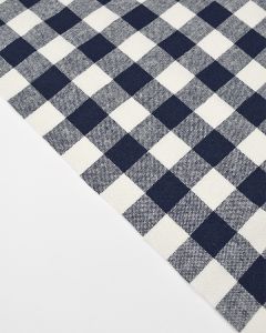 Linen & Cotton Blend Fabric - Navy Gingham