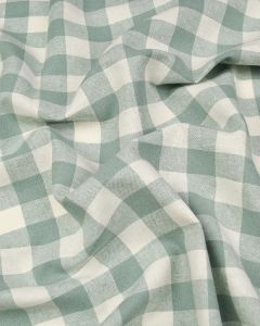 REMNANT Rockpool Gingham Linen & Cotton Blend Fabric - 100cm x 137cm