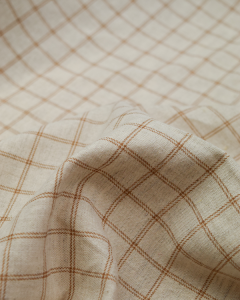 Linen & Cotton Blend Fabric - Windowpane Plaid Pecan