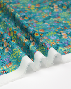 Lomond Cotton Lawn Fabric - Prado De Flores - Papaya Kingfisher