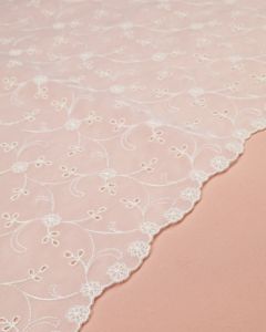 Lucille Silk Broderie Anglais Organza Fabric - Ivory