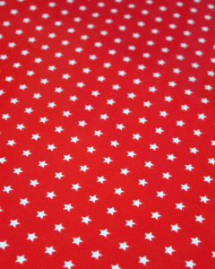 Oilcloth Fabric - Stars on Red