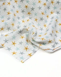 Cotton Double Gauze Fabric - Summer Starfish - Sea