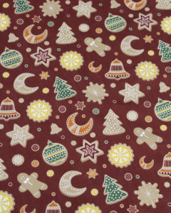 Organic Christmas Cotton Fabric - Cookies