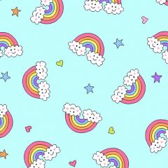 Patchwork Cotton Fabric - Believe - Flying Rainbows Sky