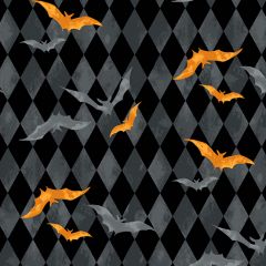 Patchwork Cotton Fabric - Midnight Haunt - Harlequin Bats