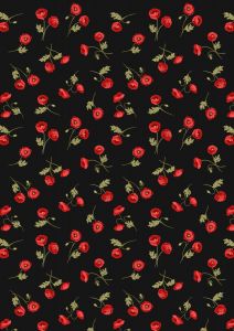 Patchwork Cotton Fabric - Poppies - Little Poppy on Black