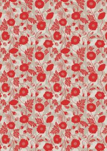 Patchwork Cotton Fabric - Poppies - Shadow Poppy on Natural