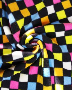 Polar Fleece Fabric - Rainbow Checkerboard