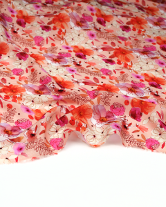 Rayon Challis Lawn Fabric - Flora - Bouquet Blush