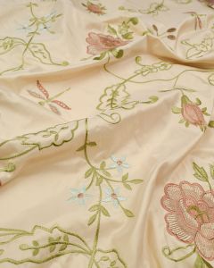 REMNANT Embroidered Silk Taffeta Fabric - 120cm x 150cm