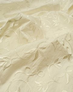 REMNANT - Ivory Embroidered Silk Dupion Fabric - 150cm x 110cm