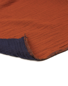 Reversible Organic Double Gauze Fabric - Rust/Navy