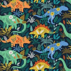 Patchwork Cotton Fabric - Roar - Dino Jungle Black