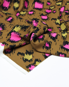 SALE Satin Backed Crepe Fabric - Sketch Leopard
