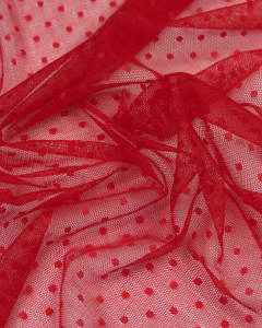 Spotty Tulle Fabric - Red