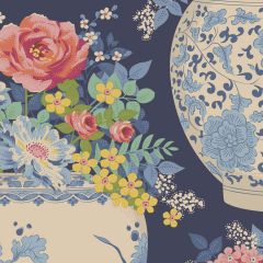 Tilda Patchwork Cotton Fabric - Chic Escape - Flower Vase Blue