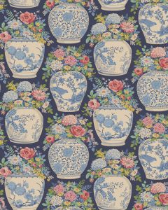 Tilda Patchwork Cotton Fabric - Chic Escape - Flower Vase Blue
