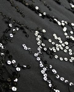 Black Tulle Fabric - 1920s Sequins